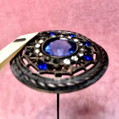 German silver hat pin with imitation gems of Mrs. Meyers, c. 1908