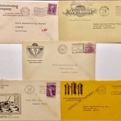 Envelopes addressed to the Boyle Manufacturing Co., c. 1930s