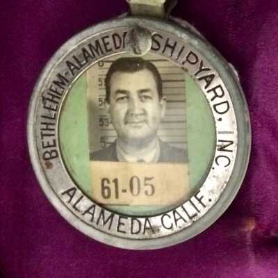 Bethlehem Shipyards employee badge of Robert Harding Ames, 1941-1945