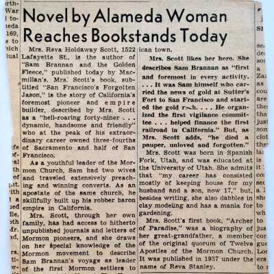 Clipping about author Reva Scott, c. 1944