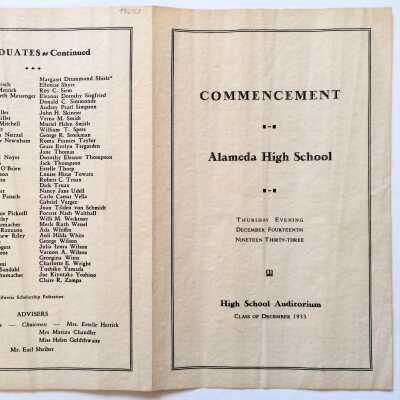 Program Alameda High School Commencement exercises, December 1933