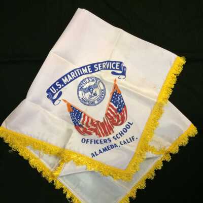 Rayon souvenir scarf from the U.S. Maritime Service Officers School, 1943-1954