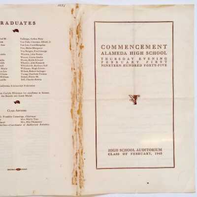 Program Commencement Alameda High School Class of February, 1945