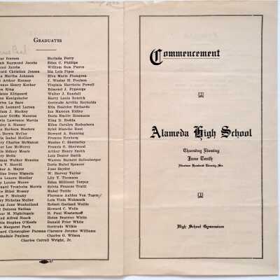 Commencement Exercises Program, Alameda High School, 1926