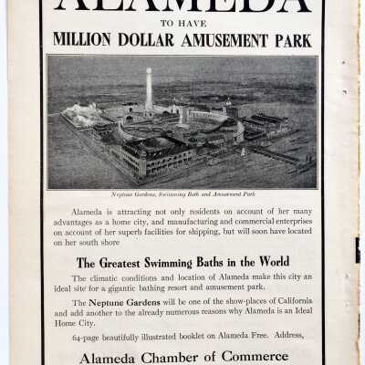 Ad for proposed Neptune Gardens, Bath, and Amusement Park, Sunset Magazine, 1912
