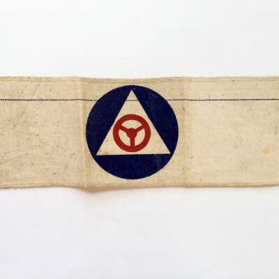 Linen armband for driver for Alameda Civil Defense League, 1941-1945