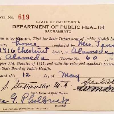 State Operating permit, Tennant's Maternity Hospital, 1932