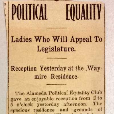 Newspaper account of a suffrage movement meeting, late 1890s or early 1900s