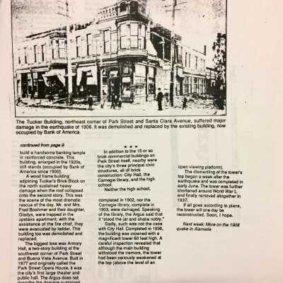 Earthquake! April 18, 1906 (Part 2): Alameda Journal, Dec. 28, 1989, Woody Minor, 1906 Earthquake, part 2, p2.