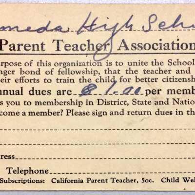 Dues envelopee of the Alameda High School PTA, c. 1930s