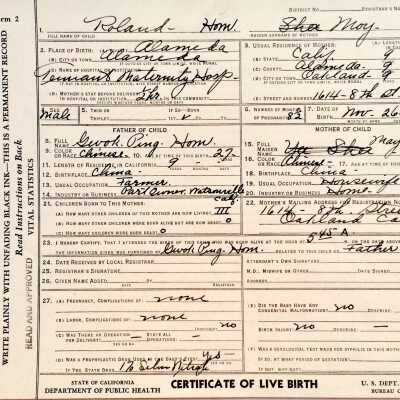 Birth Certificate Form, issued by the State, from Tennant Maternity Hospital, 1944
