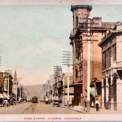 Postcard of Park Street, looking North from Central Ave, c. early 1900s
