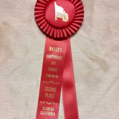 Ribbons awarded for use of antique automobile in 4th of July parade, 1989