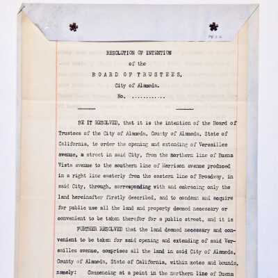 Resolution of Intention concerning opening of Versailles Avenue, 1896