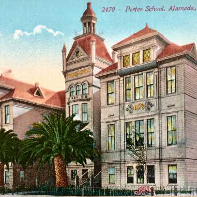 Postcard main facade Porter School, c. early 1900s