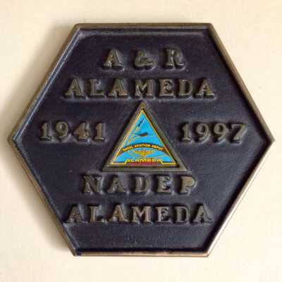 Hexagonal paperweight from A. & R. Alameda, Naval Aviation Depot, 1997