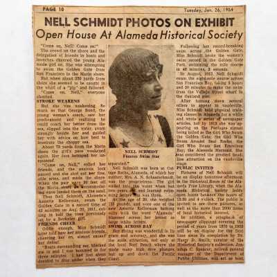 Newspaper clipping 'Nell Schmidt Photographs on Exhibit', 1954