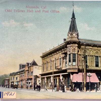 Postcard of Odd Fellows Hall and Post Office, c. early 1900s