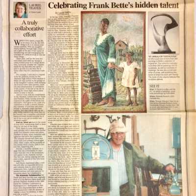 Newspaper page with article about Frank Bette's art, by Laurel Yeates, 2000