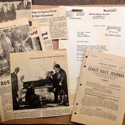 File Folder regarding the 100th anniversary of arrival of the Transcontinental Train, 1969