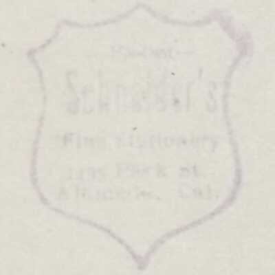 Stamp from Schneider's Fine Stationery, 1435 Park Street