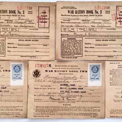 War Ration book issued to Ernest and Maude Fenn, 1941-1945