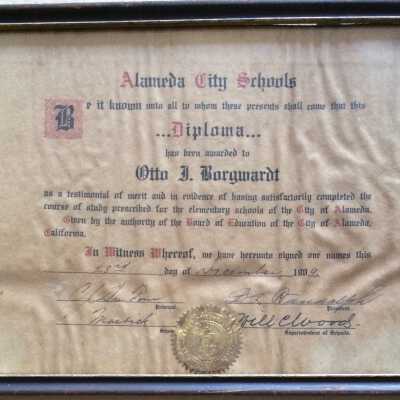 Mastick School Diploma, Otto Borgwardt, 1909