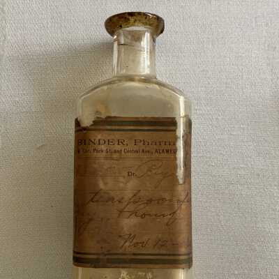 Medicine bottle from F. Binder Pharmacy, prescribed by Dr. Reynolds, 1903