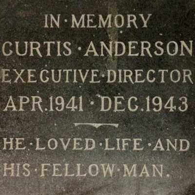 Marble plaque in memory of Curtis Anderson, Housing Authority, c. 1955
