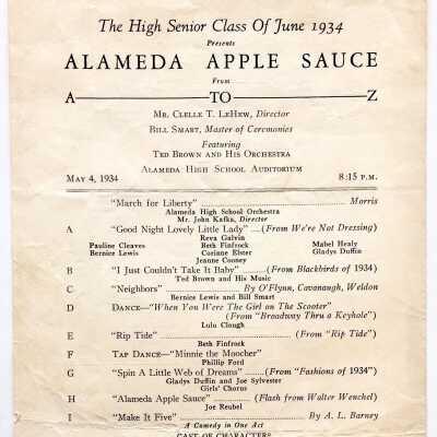 Program Alameda High School Senior Class Musical, 1934