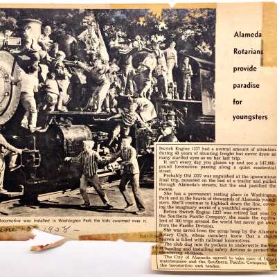Clipping 'Alameda Rotarians' about S. P. Engine 1227, 1958