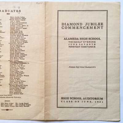 Program Alameda High School Diamond Jubilee Commencement, 1934