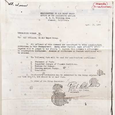 Letter and Flyer 'Headquarters Second Air Depot Group', 1942