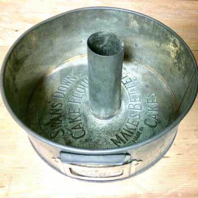 Galvanized Metal 'Swansdown Cake Flour' Bundt Cake Pan, c. 1920s