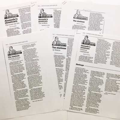Photocopied Alameda Journal articles by Woody Minor, 1993