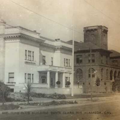 Postcard of Elks Club Building and Alameda City Hall, c. 1910