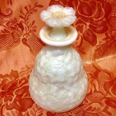 Opalescent milk glass cologne bottle of Wenonah Martin, c. 1900