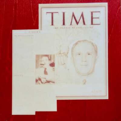 Plasticized plaque of TIME article naming R. L. Lippert 'Quickie King', 1951