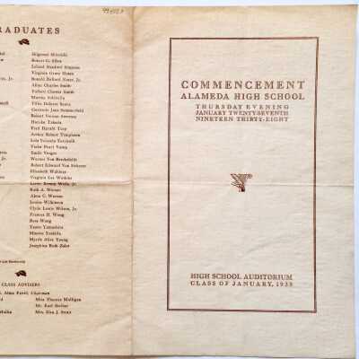 Program Commencement Alameda High School, Class of January 1938