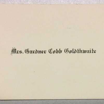 Calling Card of Mrs. Gardner Cobb Goldthwaite, c. 1921
