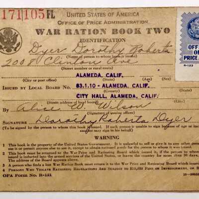 Coverlets to War Ration Stamps of the Dyer family, 1941-1945