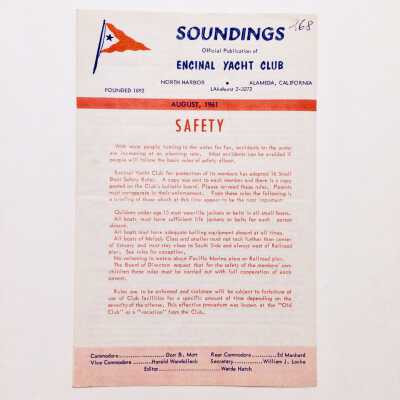 Encinal Yacht Club Newsletter 'Soundings', August 1961