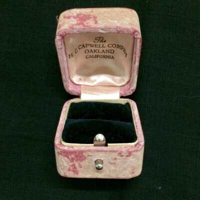 H. C. Capwell Co. paper covered ring box with satin lining and velvet label, c. 1920-1930