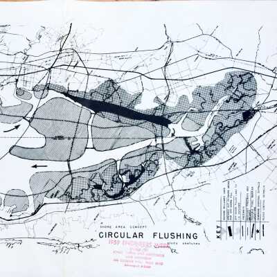 Flyer 'Engineering the Miracle of South Shore' and business cards, 1958