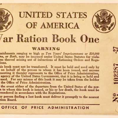 War Ration Book One, No. 102287-27, 1942