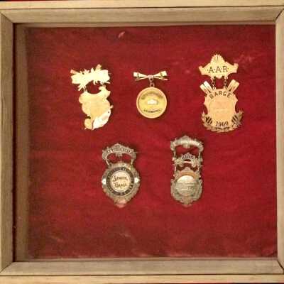 Framed rowing medals presented to David Greenleaf, 1890's-1900