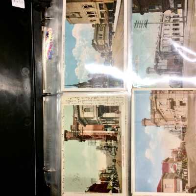 Binder with collection of paper ephemera and postcards, prior to 2018