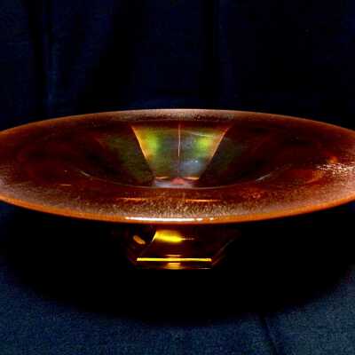 Orange stretch carnival glass fruit bowl, from 2841 Jackson Street, c. 1930
