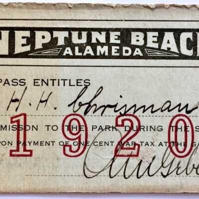 Season Pass to Neptune Beach of H. H. Chrisman, 1920