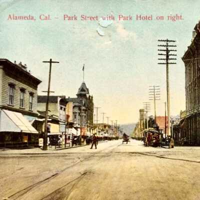 Postcard Park Street, looking north from Encinal Ave, 1911